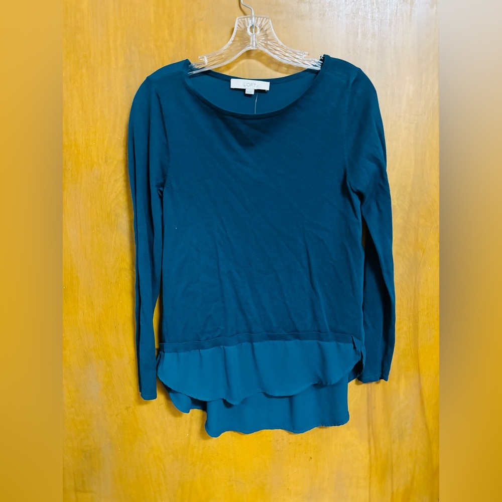 LOFT Dark Teal Long Sleeve Women's Top, Size XS